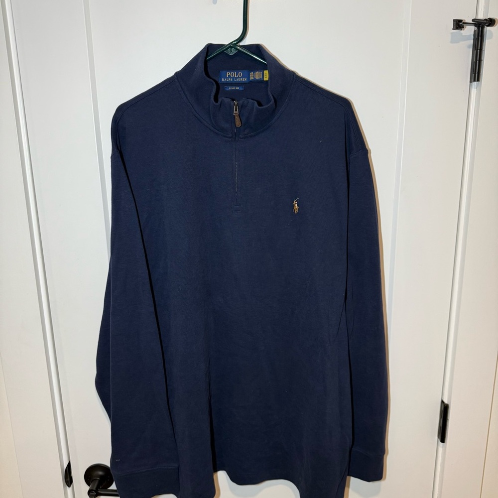 Polo Ralph Lauren Navy 1/4 Zip Estate Rib Pullover
